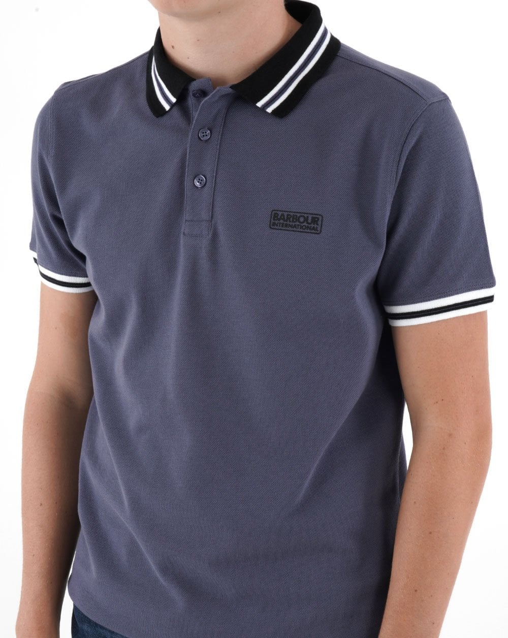 Barbour International Noble Polo Shirt Slate Blue - Image 3