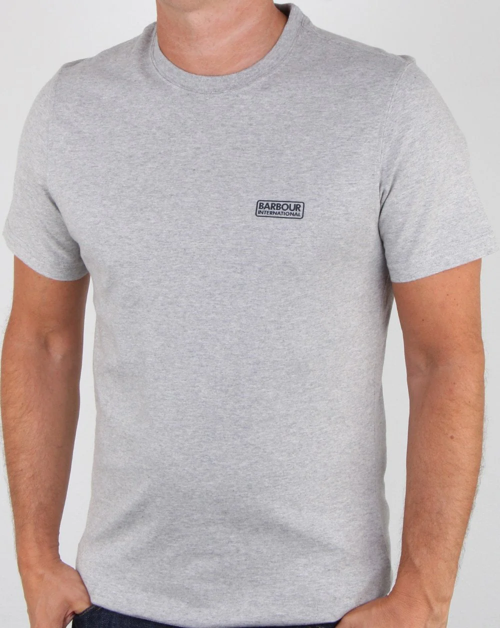 Barbour International Small Logo T-shirt Grey Marl - Image 3