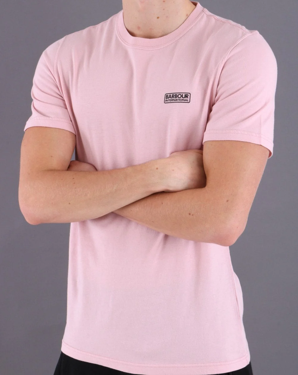Barbour International Small Logo T-shirt Pink Cinder - Image 3