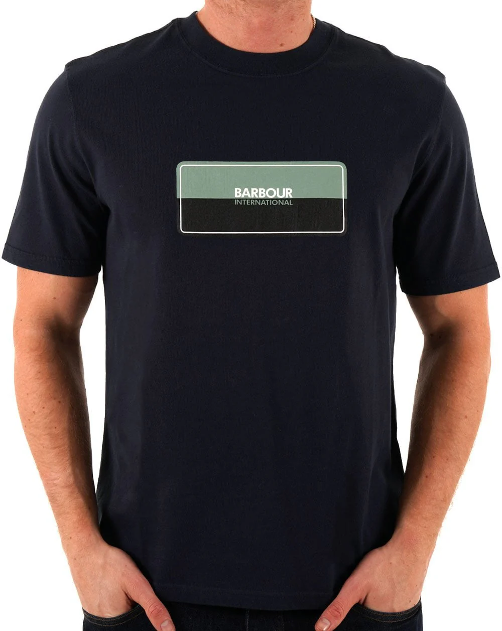 Barbour International Split Lozenge T Shirt Navy