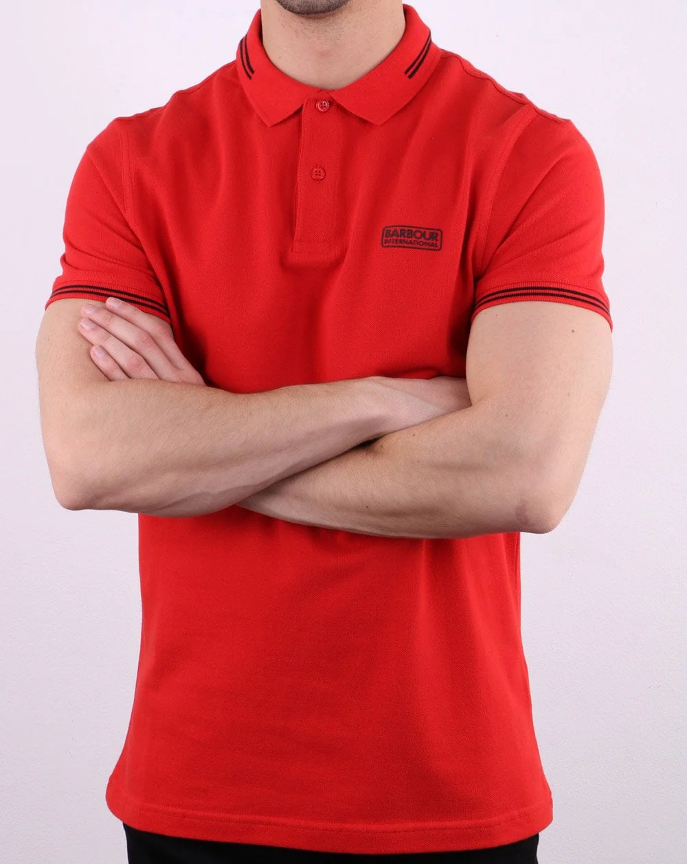 Barbour International Tipped Polo Red - Image 2