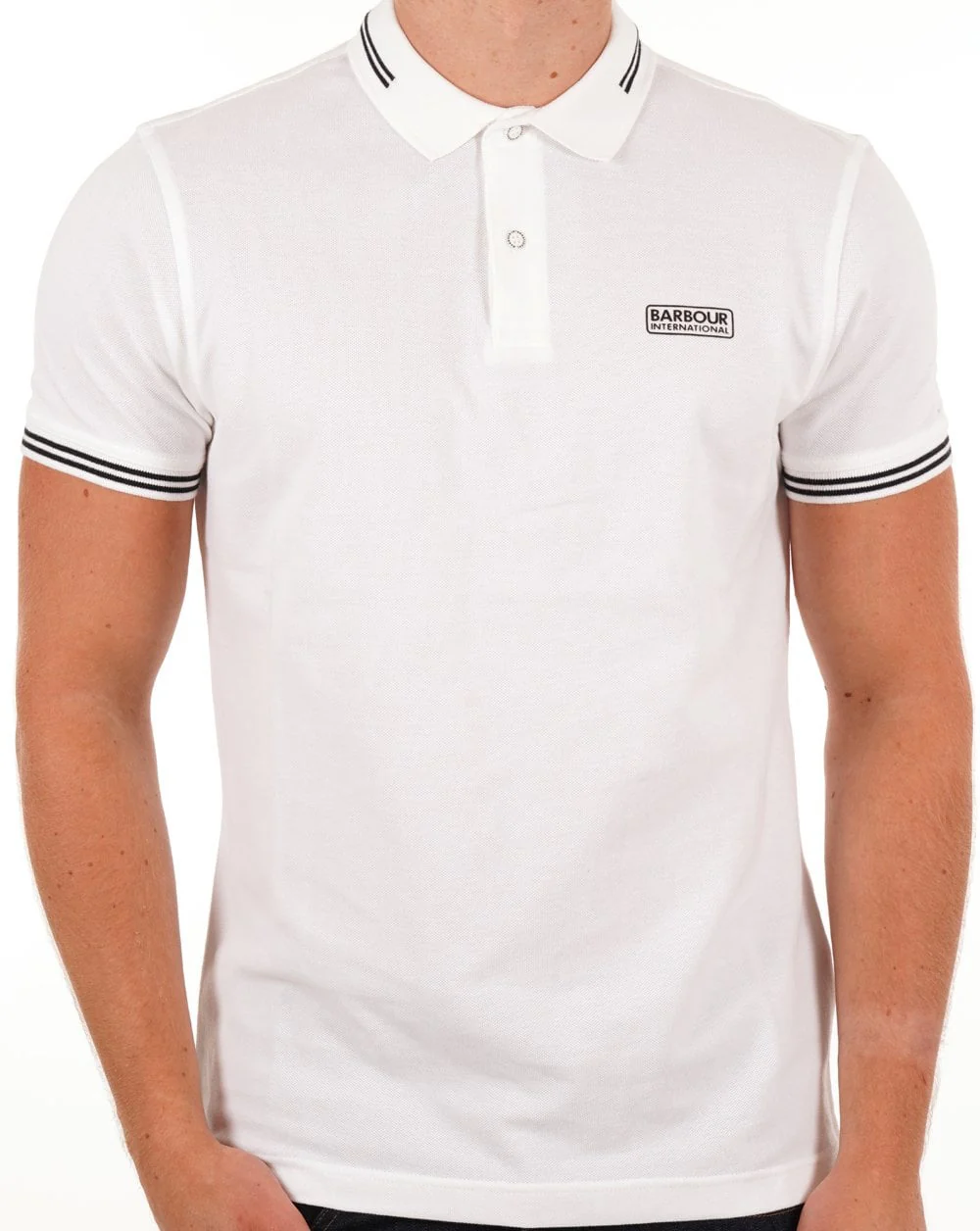 Barbour International Tipped Polo White - Image 4