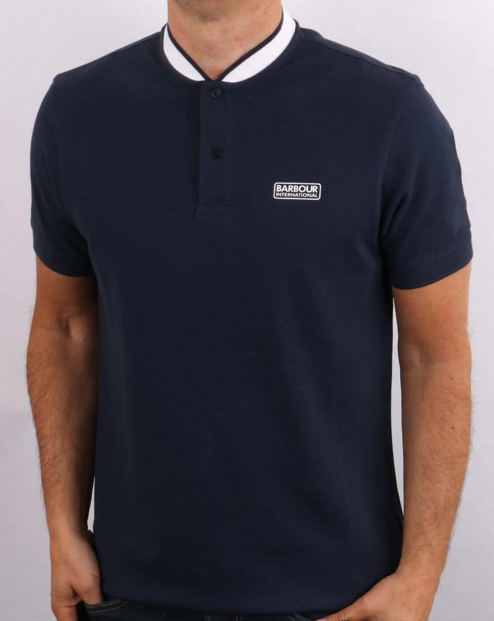 Barbour International Tipped Sports Collar Polo Dress Blue