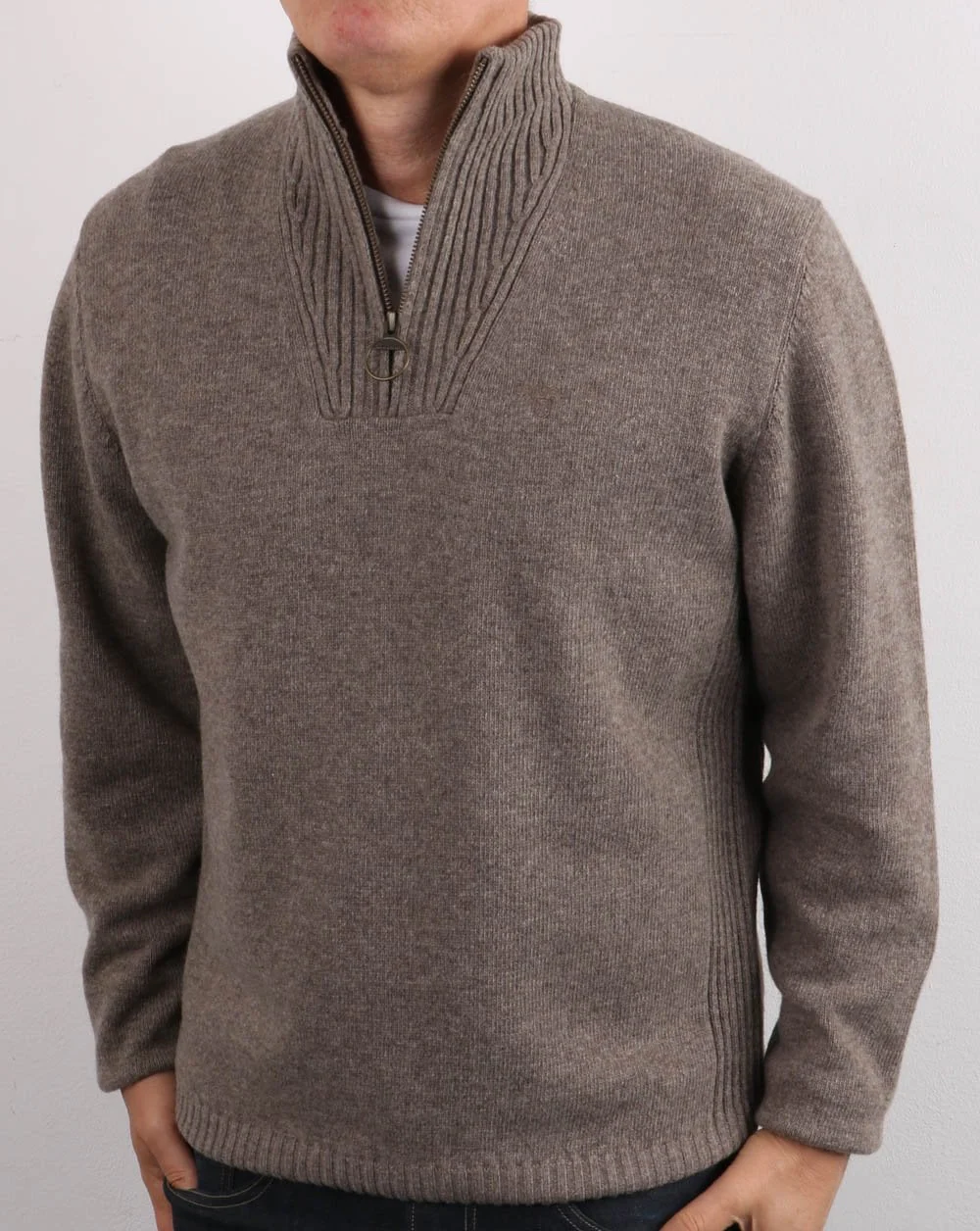 Barbour Lambswool Half Zip Dark Stone - Image 4