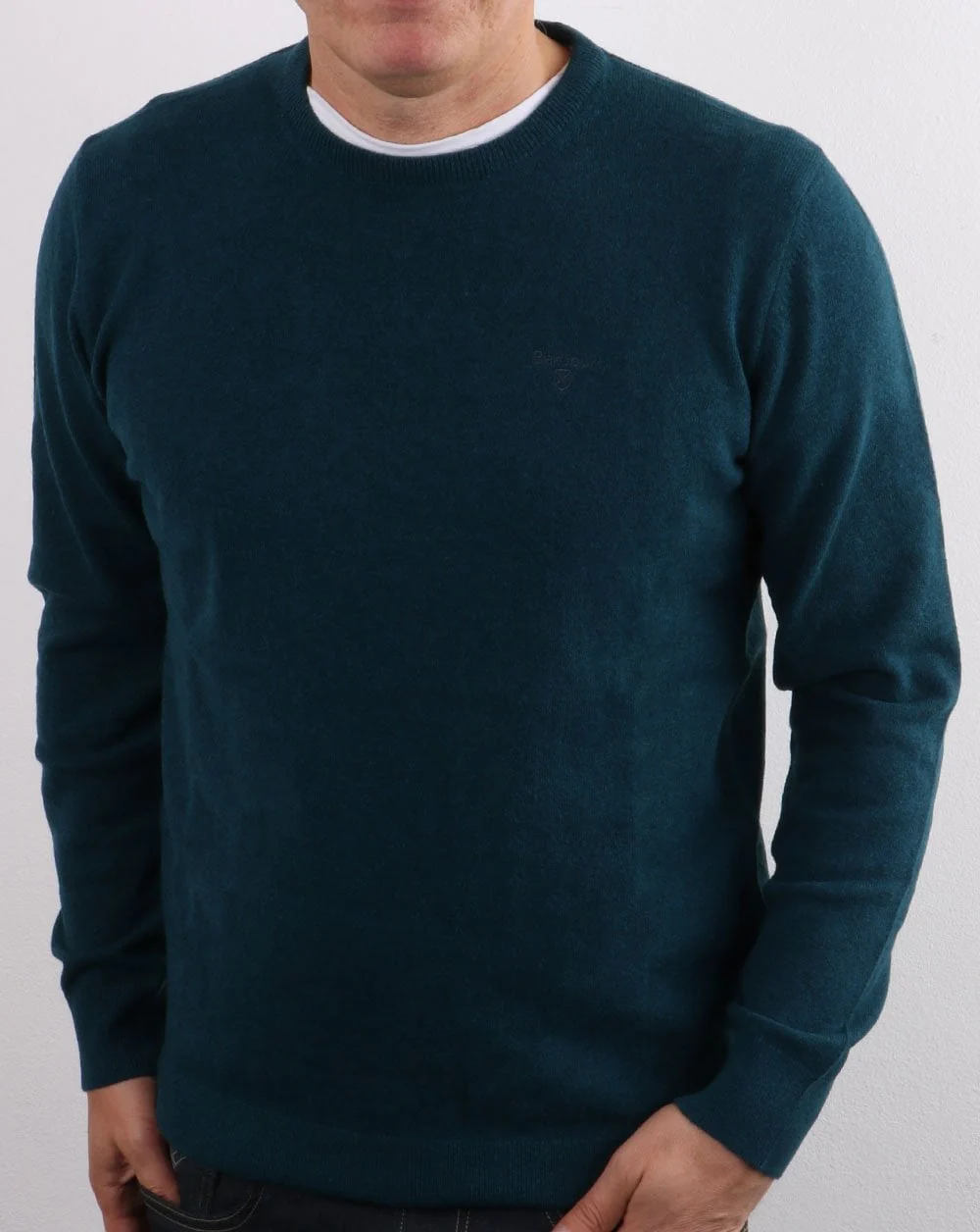 Barbour Lambswool Jumper Dark Aqua - Image 3