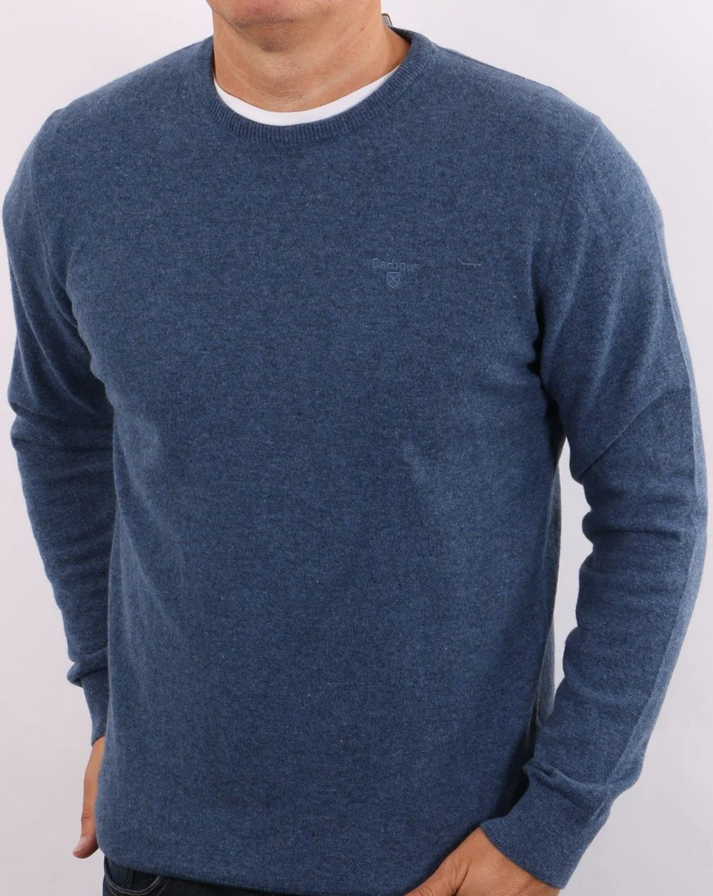 Barbour Lambswool Jumper Denim Marl - Image 4