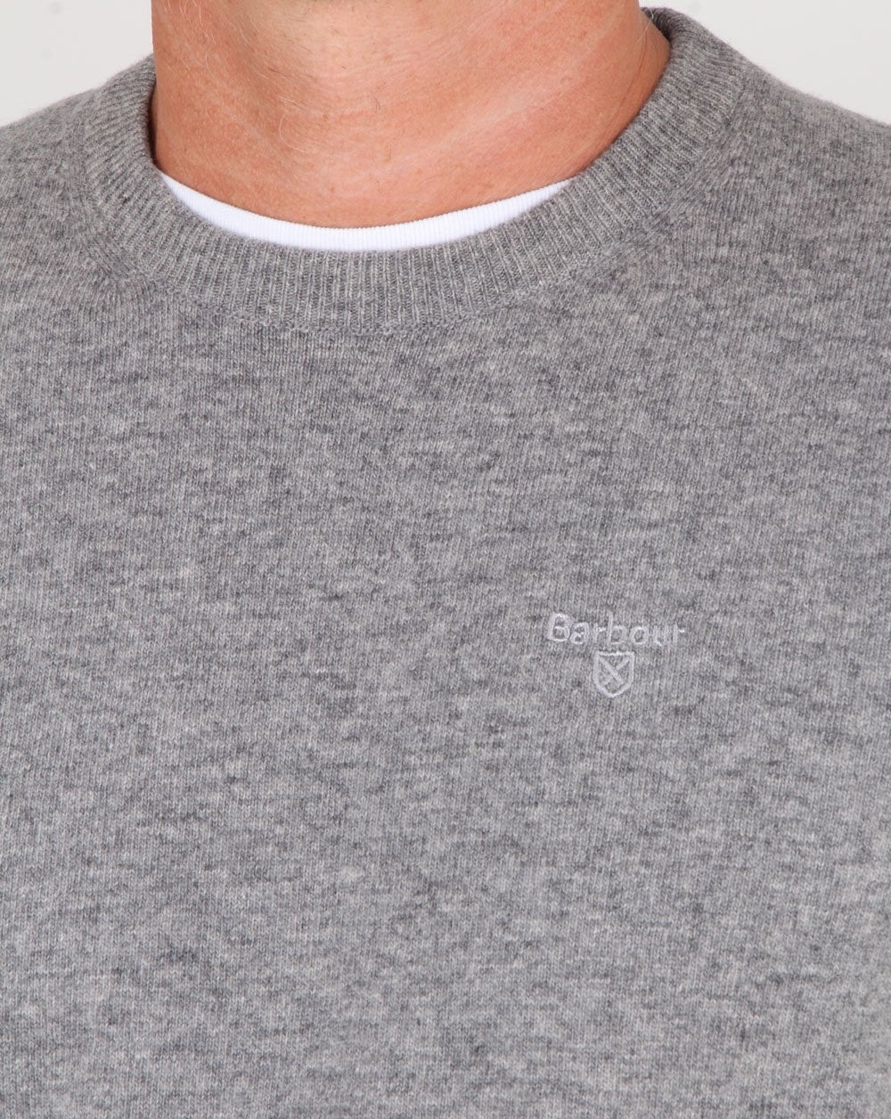 Barbour Lambswool Jumper Grey Marl - Image 2
