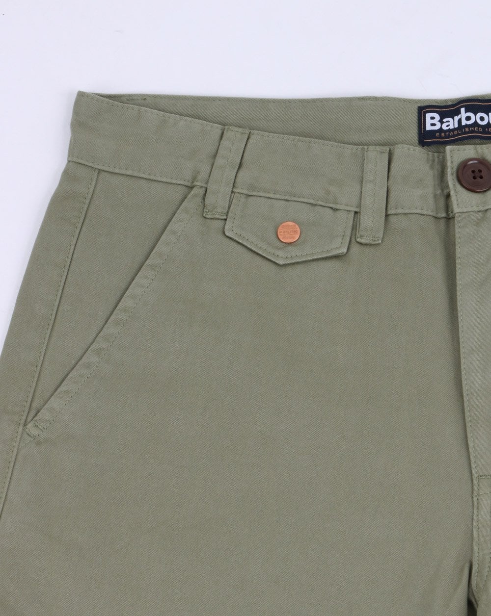 Barbour Neuston Twill Shorts Olive - Image 2