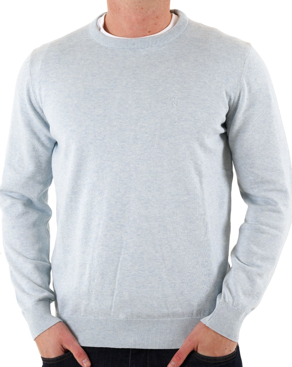 Barbour Pima Cotton Crew Neck Jumper Ocean Sky - Image 2