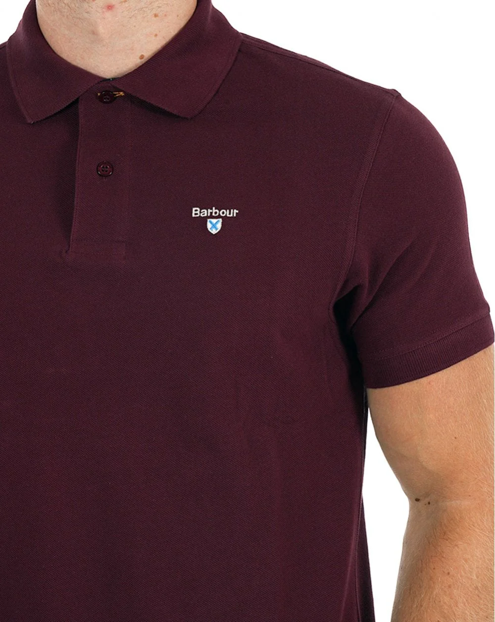 Barbour Tartan Pique Polo Shirt Dark Ruby - Image 2