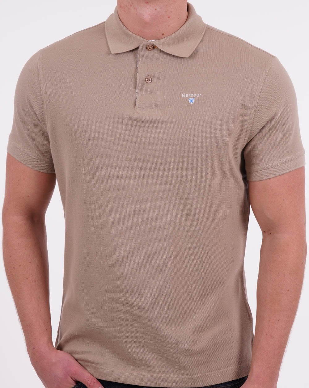 Barbour Tartan Pique Polo Washed Stone - Image 3