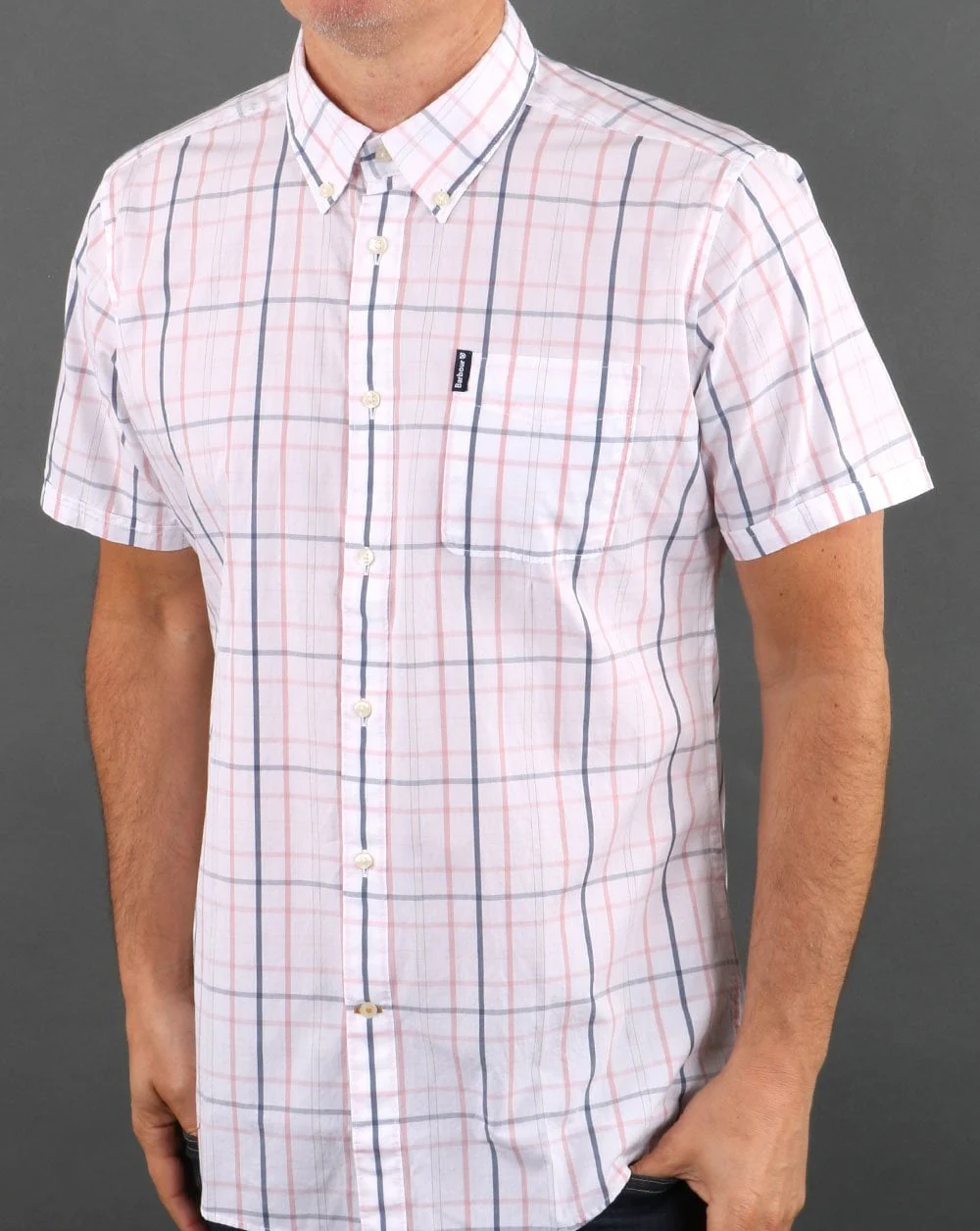 Barbour Tattersall Short Sleeve Shirt Faded Pink