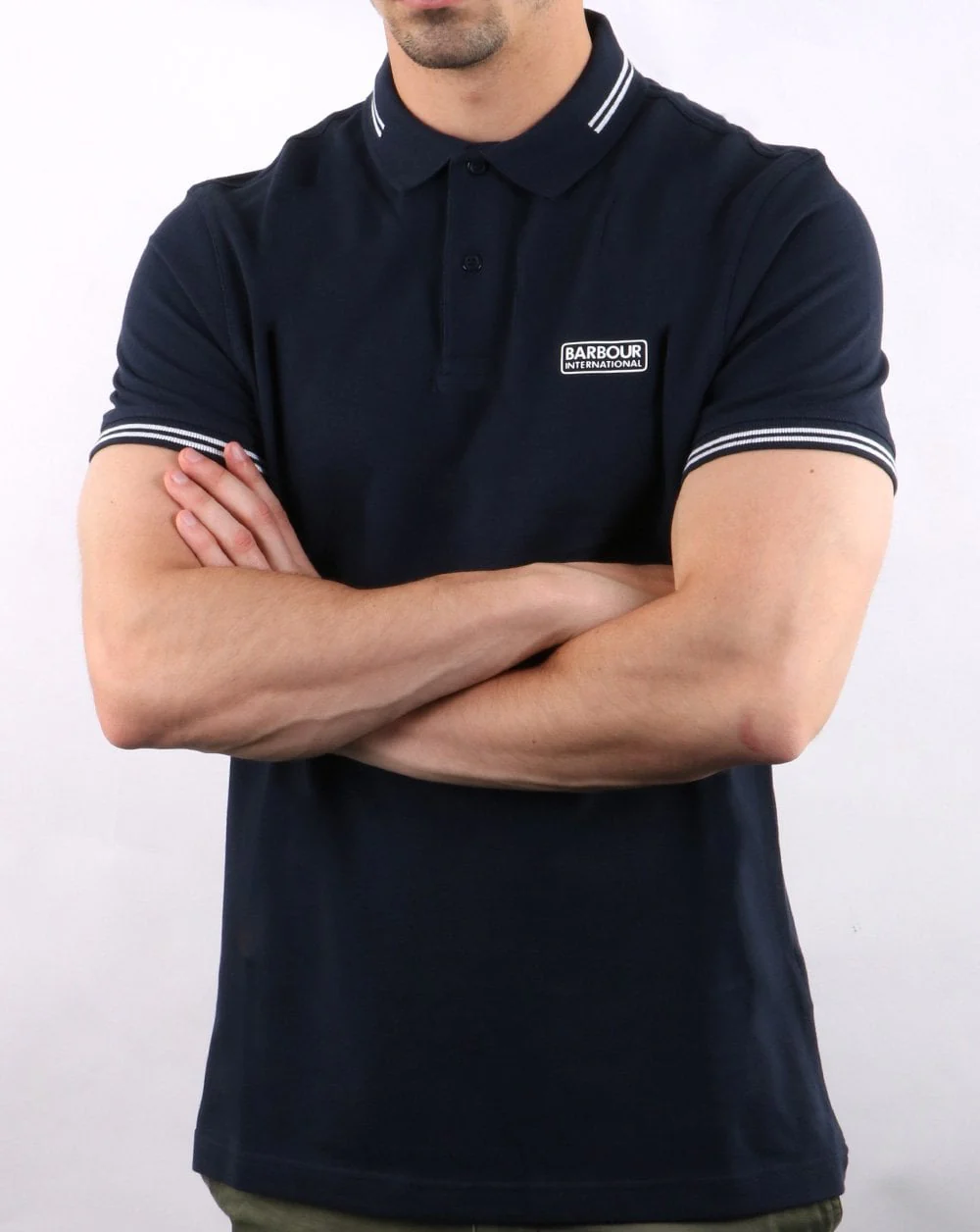 Barbour Tipped Polo Navy/White - Image 3