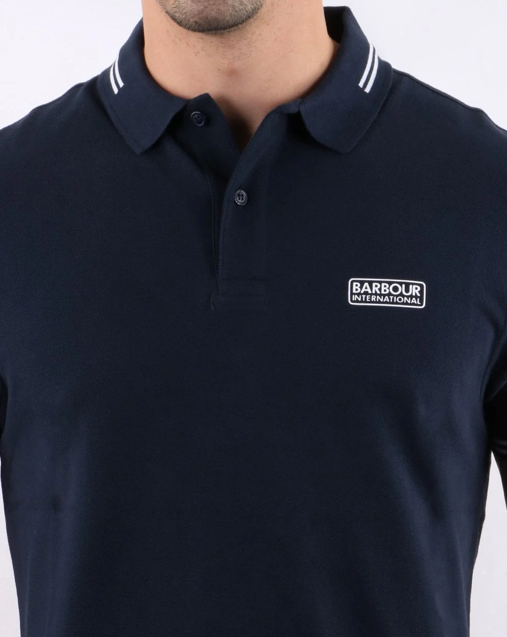 Barbour Tipped Polo Navy/White - Image 4
