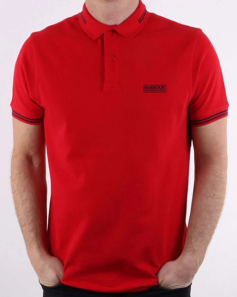 Barbour Tipped Polo Red - Image 2