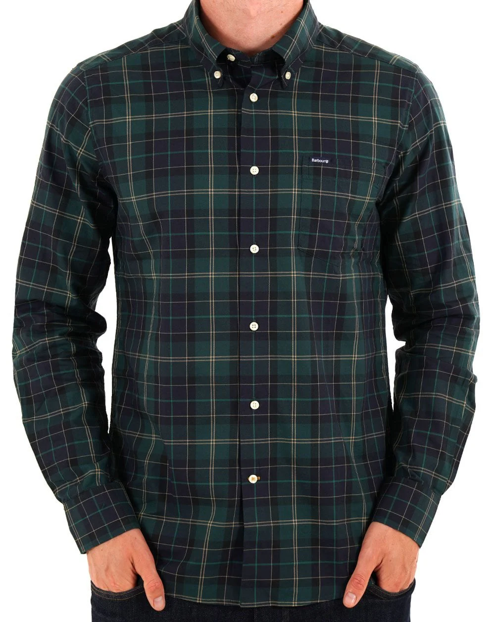 Barbour Wetherham Tailored Shirt Green Loch - Image 3