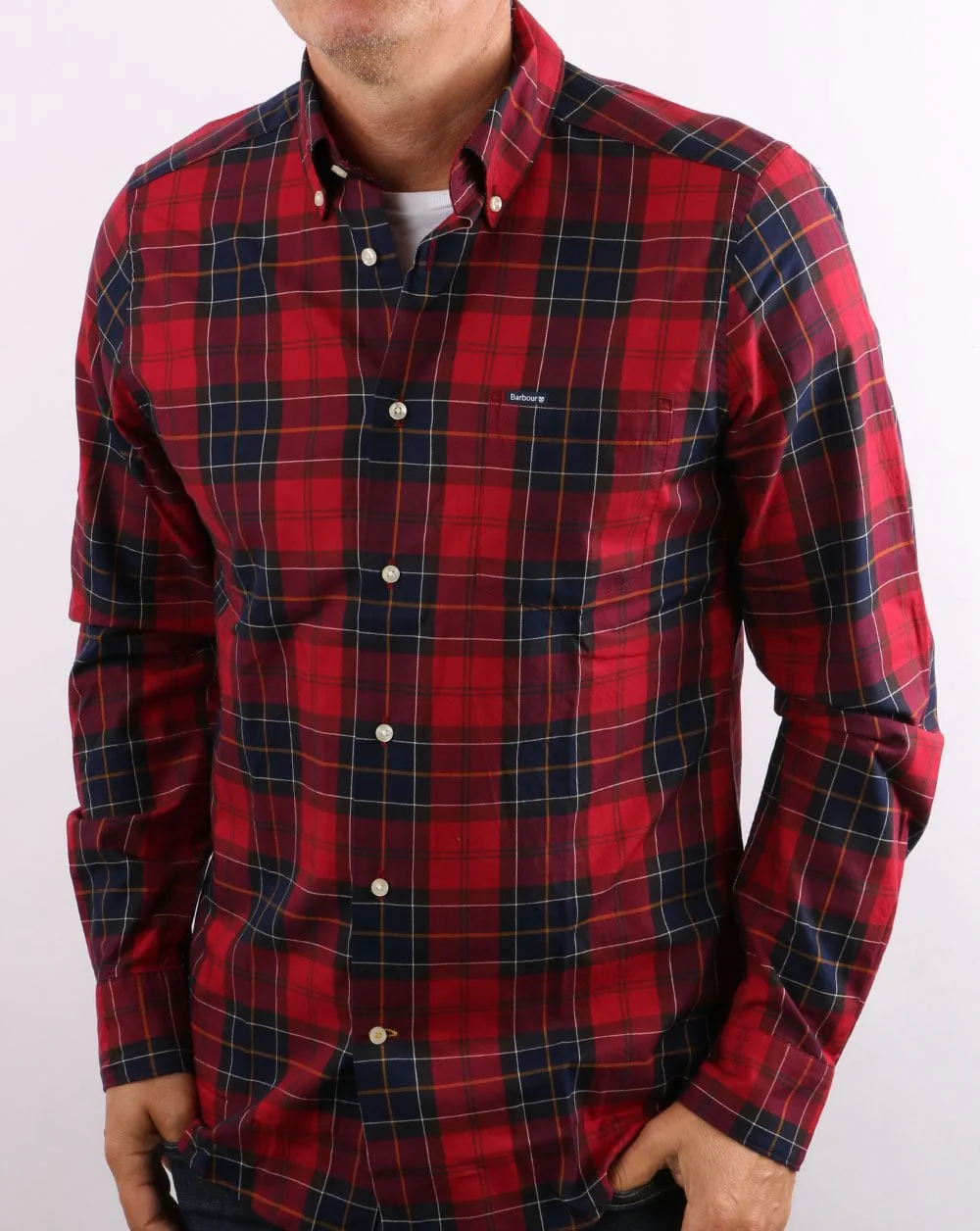 Barbour Wetherham Tailored Shirt Red - Image 4