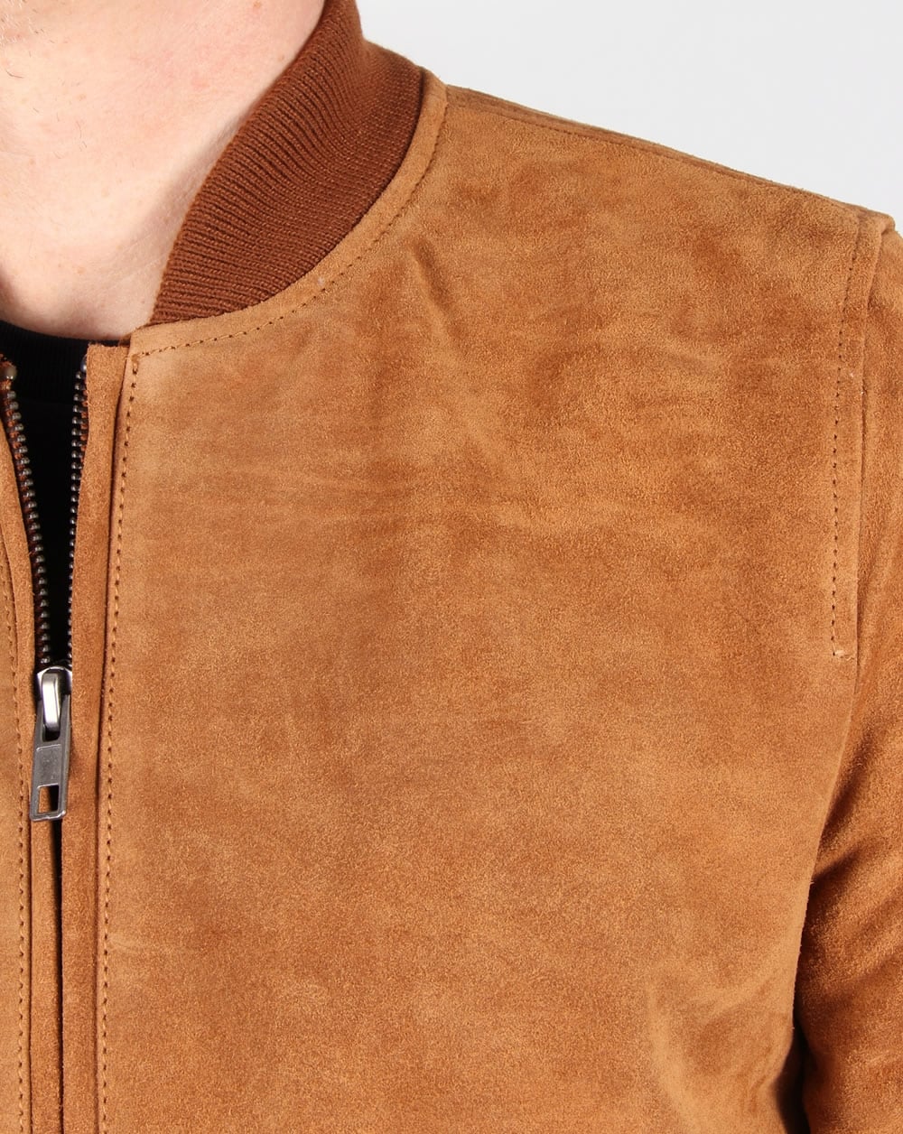 Bellfield Plato Suede Bomber Jacket Tan - Image 2