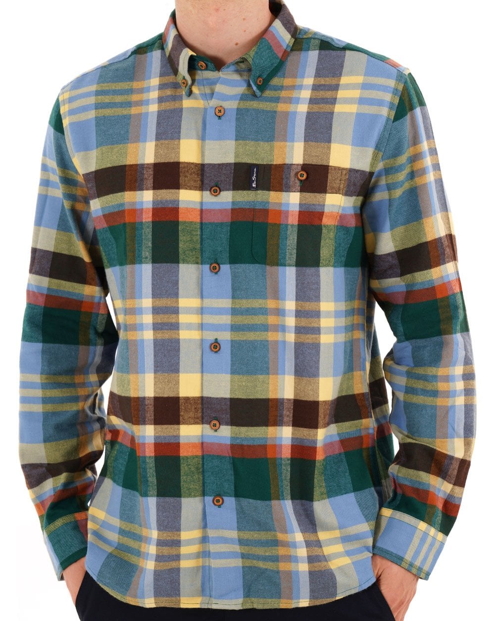 Ben Sherman Brushed Check Shirt Riviera Blue - Image 3