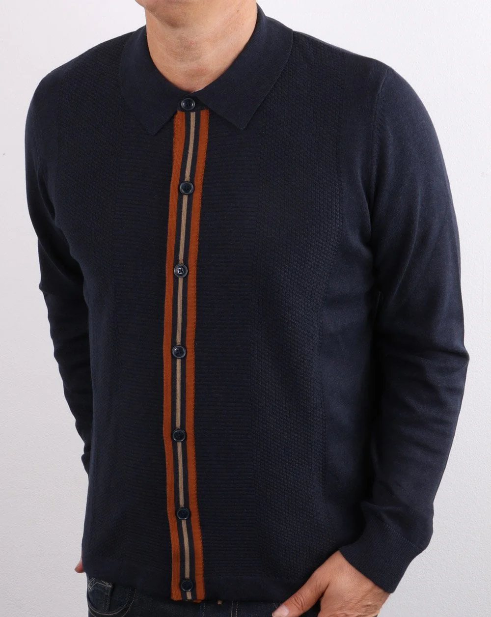 Ben Sherman Button Thru Mod Cardigan Midnight - Image 3