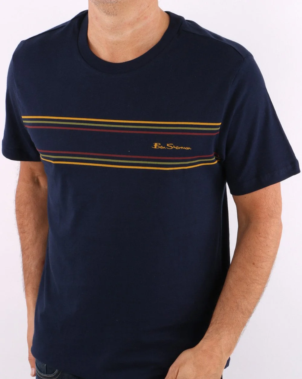 Ben Sherman Chest Stripe Logo T-shirt Navy - Image 3