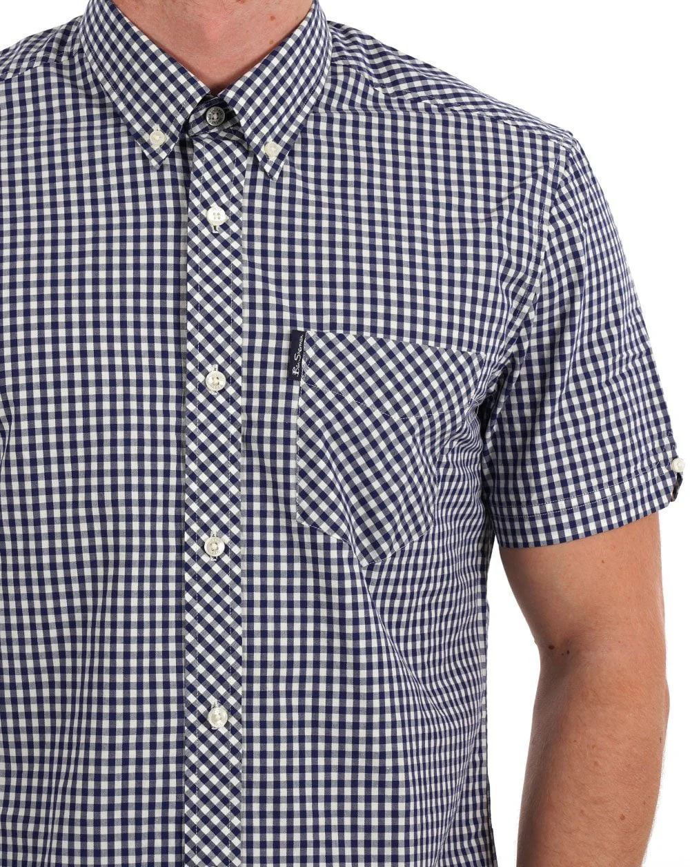 Ben Sherman Gingham Short Sleeve Shirt Dark Blue - Image 2