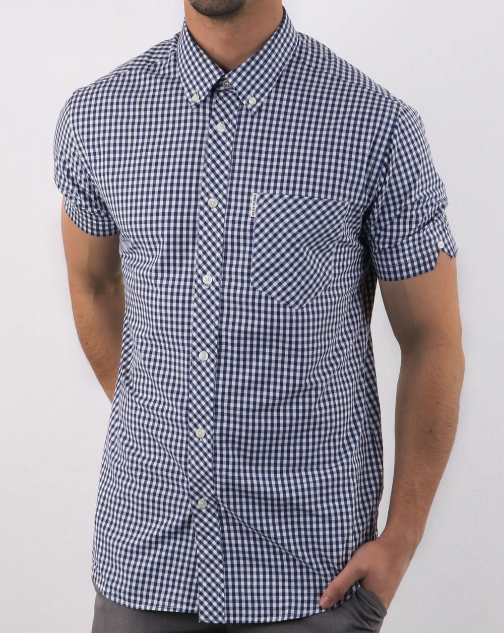Ben Sherman Gingham Short Sleeve Shirt Dark Blue - Image 2