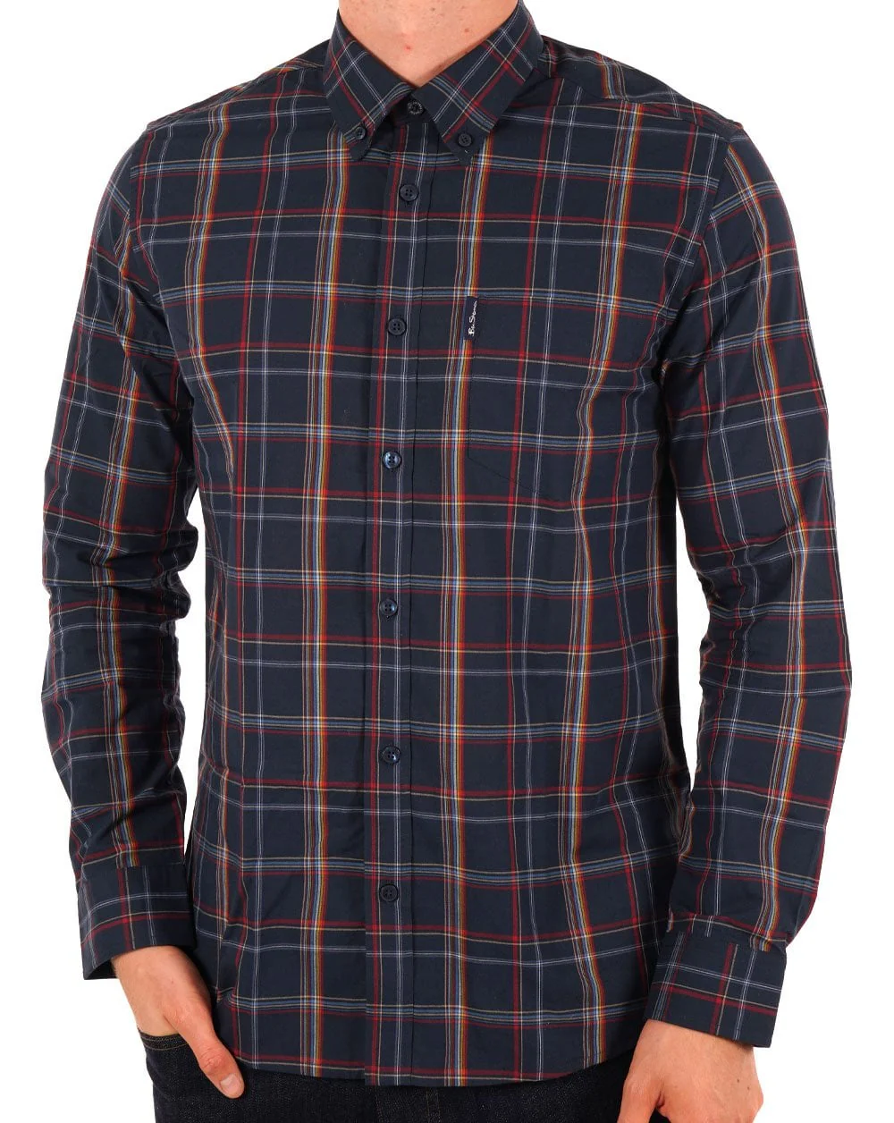 Ben Sherman Linear Check Shirt Dark Navy