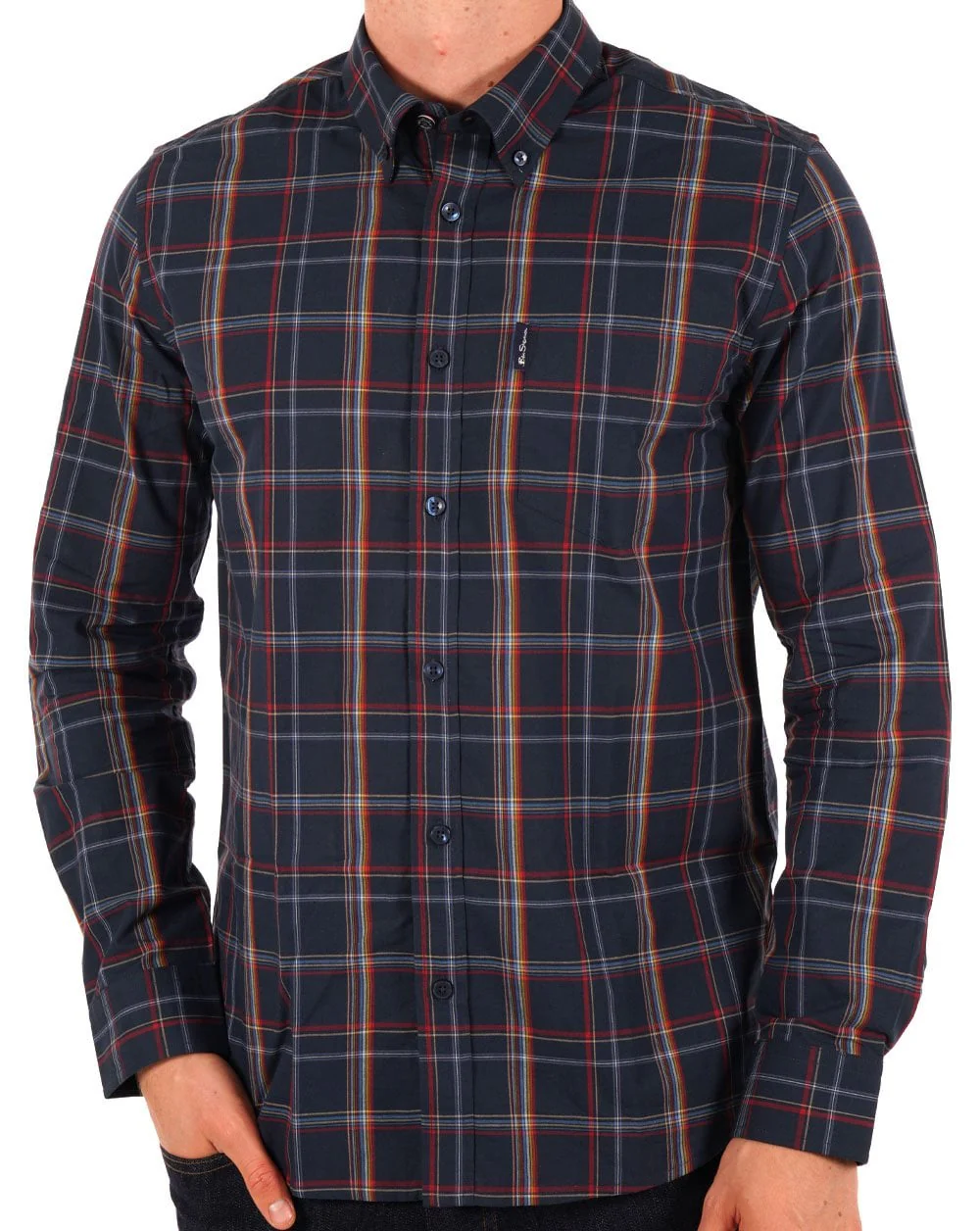 Ben Sherman Linear Check Shirt Dark Navy - Image 3