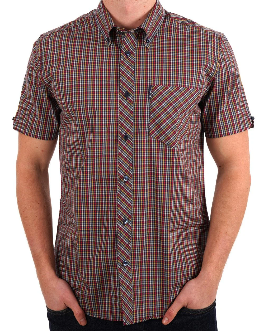 Ben Sherman Mini Gingham SS Shirt Scarlet - Image 3