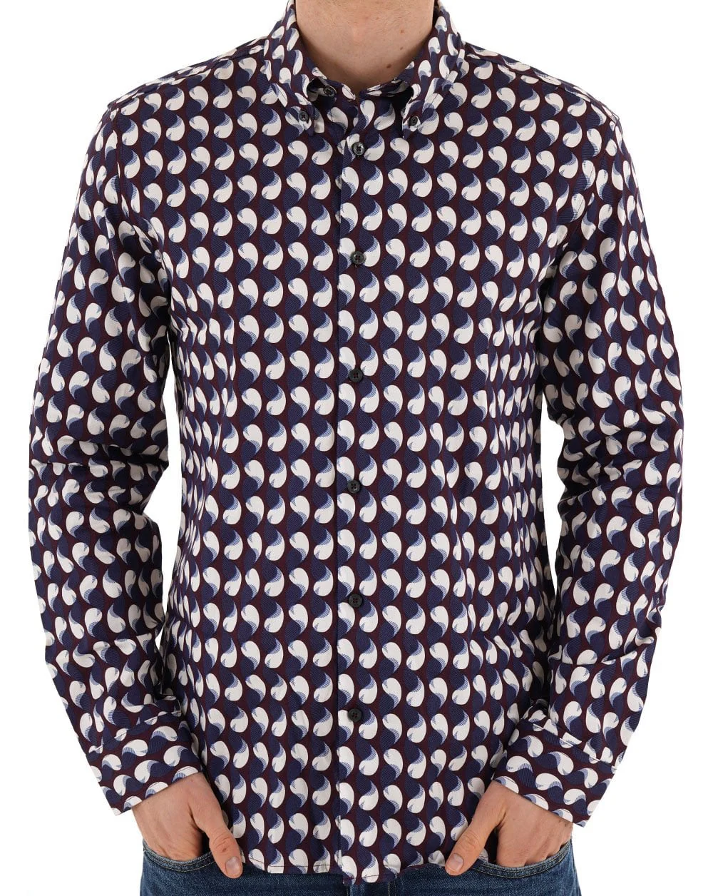 Ben Sherman Paisley Geo Print Shirt Dark Wine - Image 3