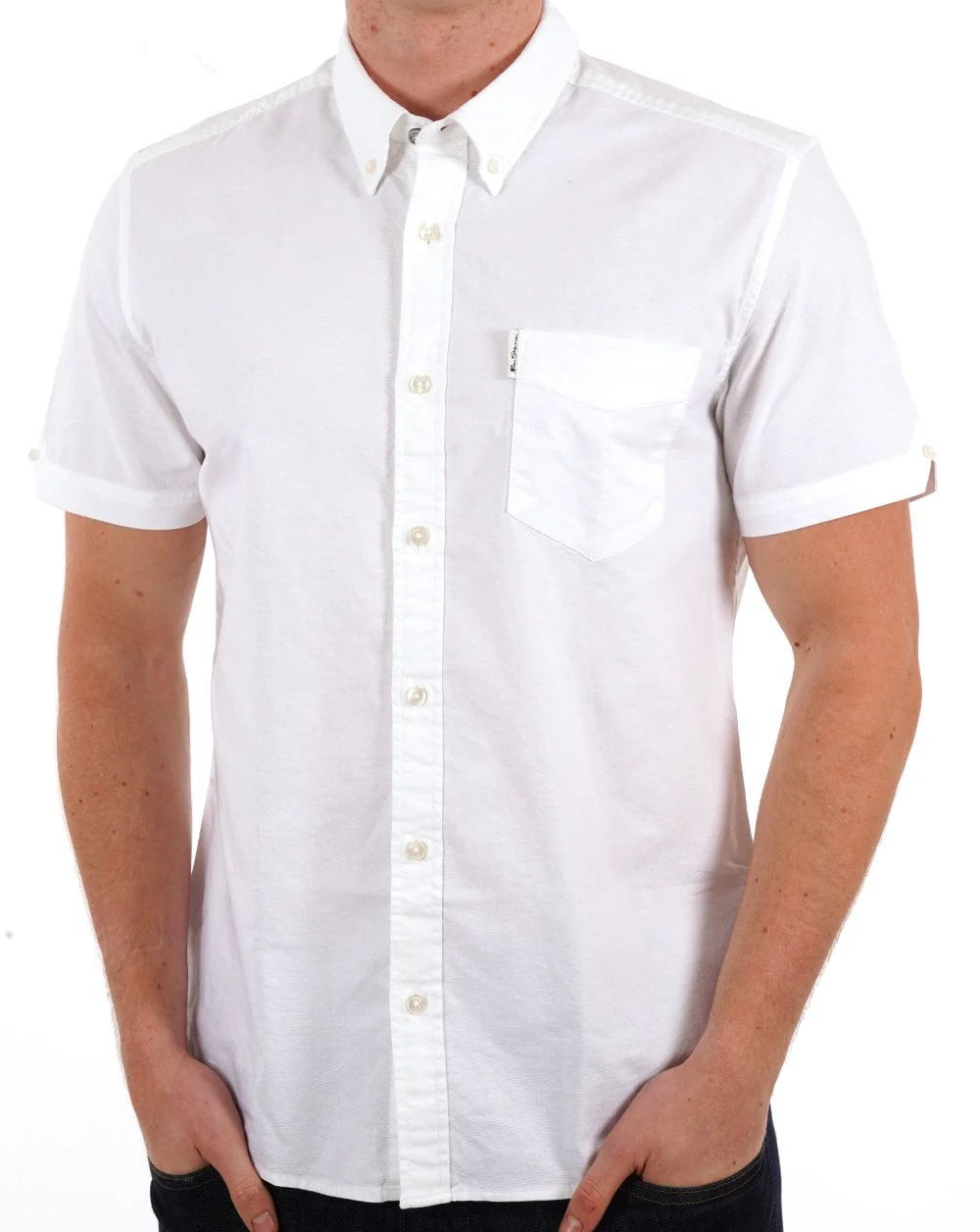 Ben Sherman Short Sleeve Oxford Shirt in White - Image 3