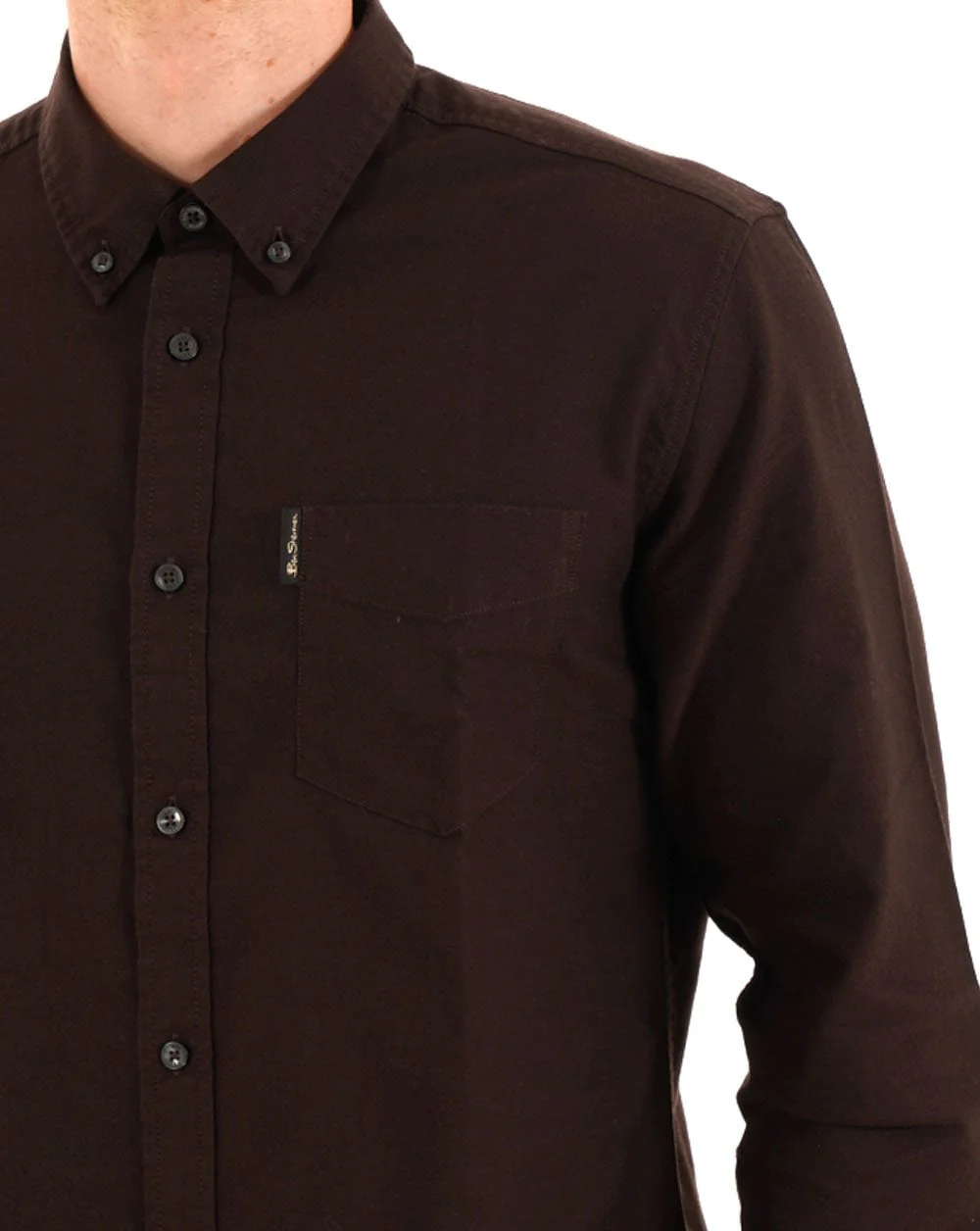 Ben Sherman Signature LS Oxford Shirt Dark Brown - Image 2