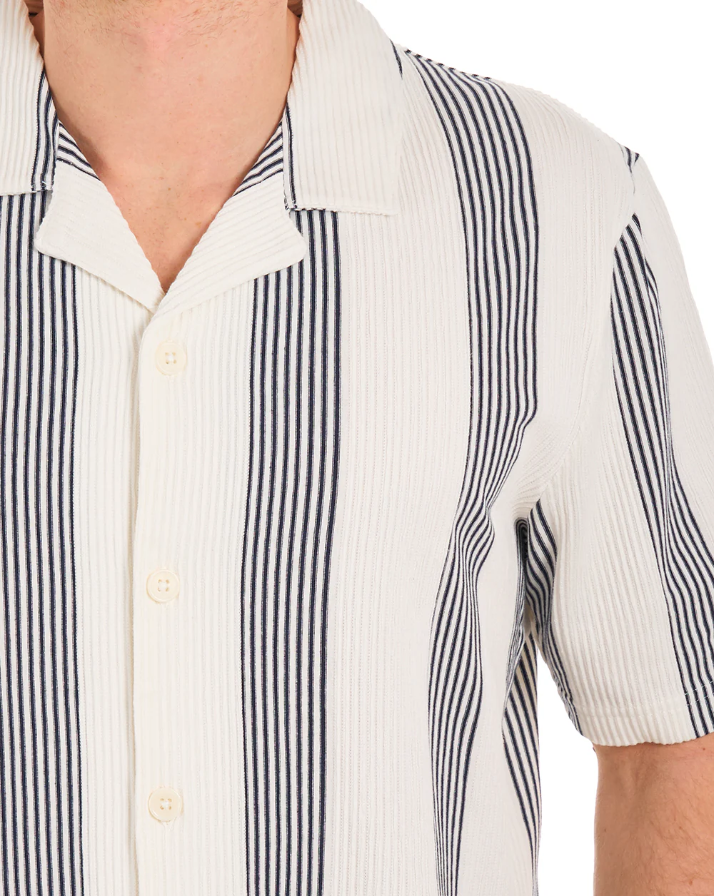 Ben Sherman TEXTURED CANDY STRIPE SHIRT Snow White - Image 4