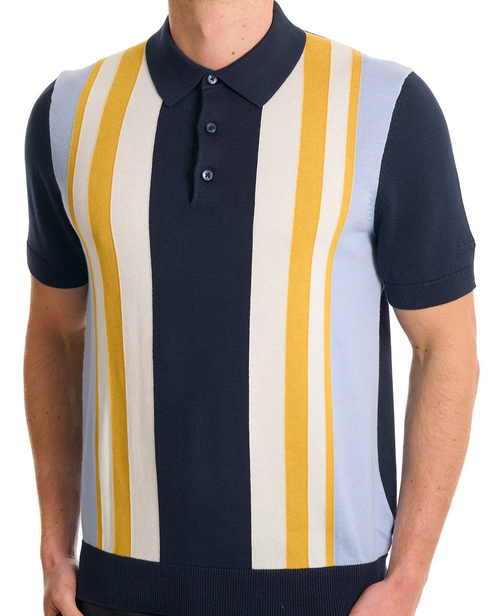 Ben Sherman Vertical Stripe Polo Dark Navy - Image 3
