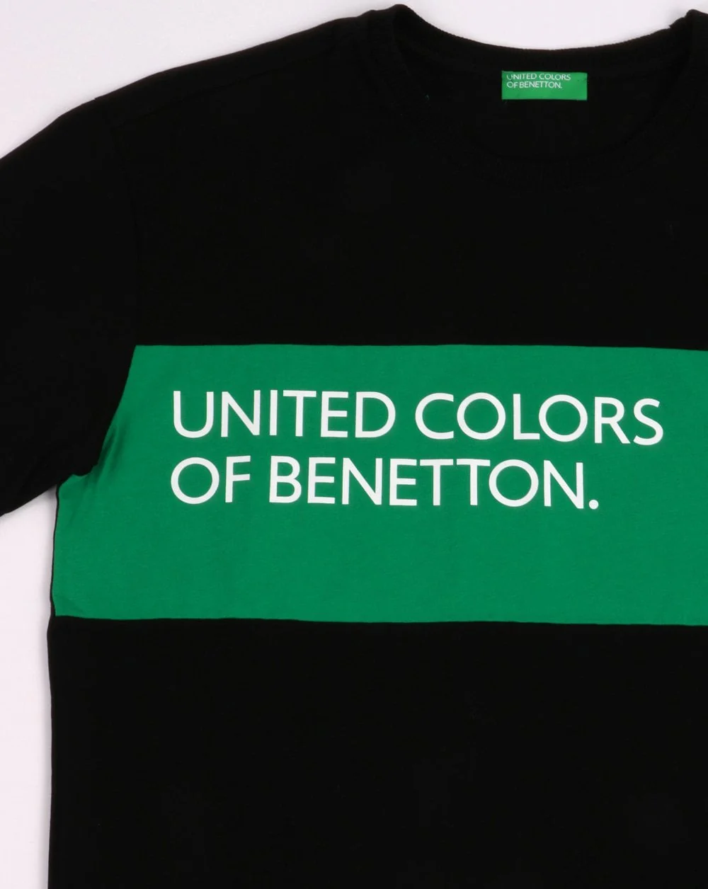 Benetton Classic Crew Tape Logo T-shirt Black - Image 2