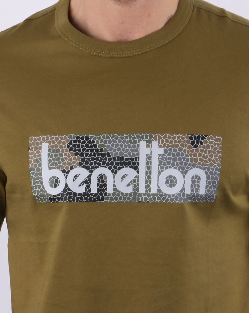 Benetton Classic Logo T-shirt Khaki - Image 2