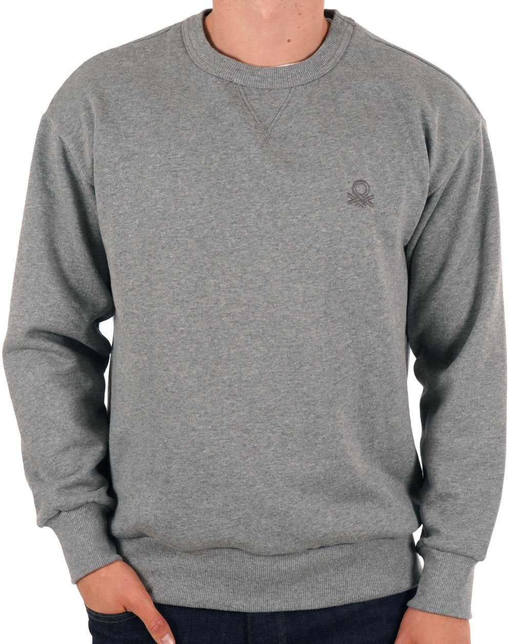 Benetton EMB logo Sweatshirt Grey Marl - Image 2