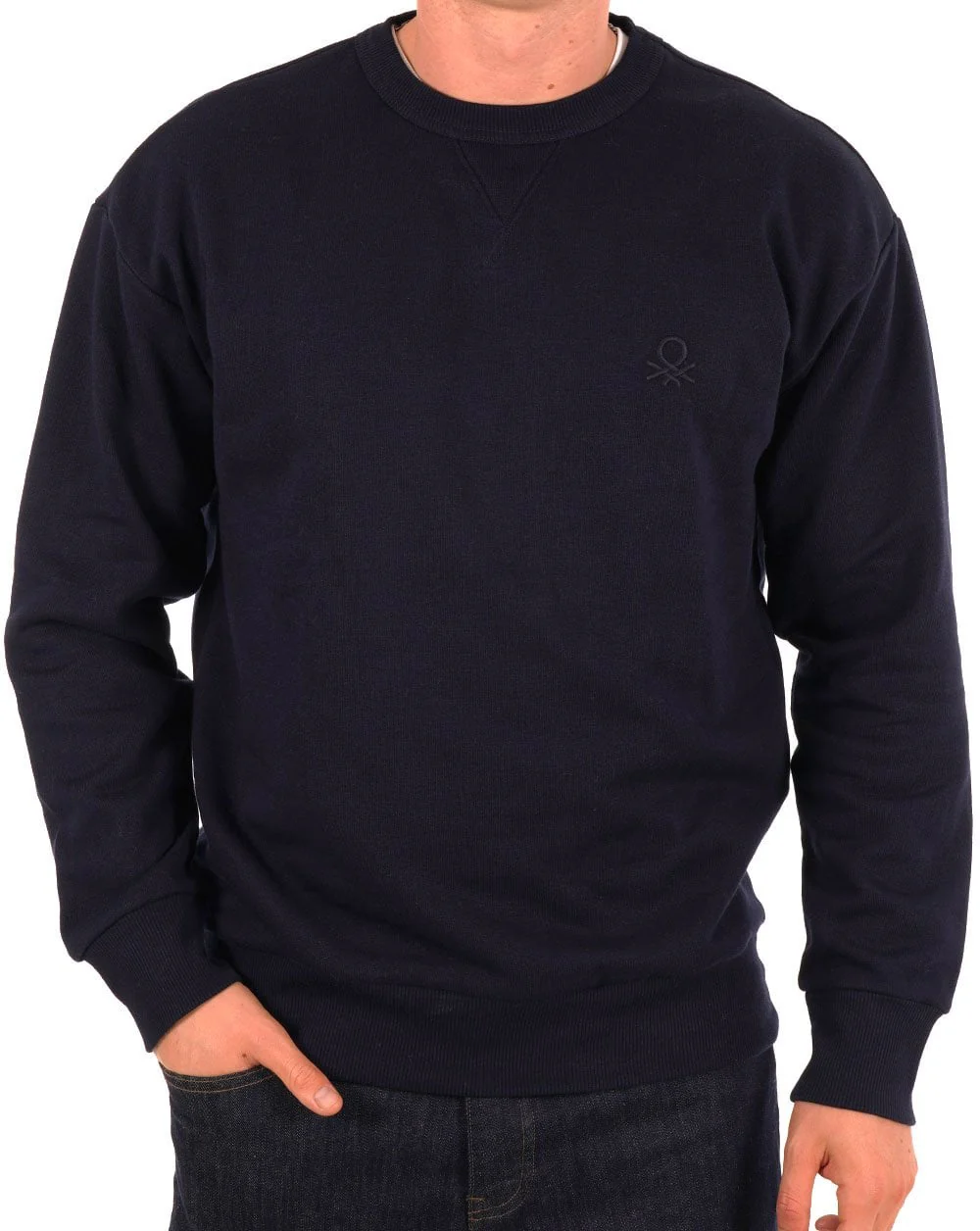 Benetton Emb Logo Sweatshirt Navy - Image 2