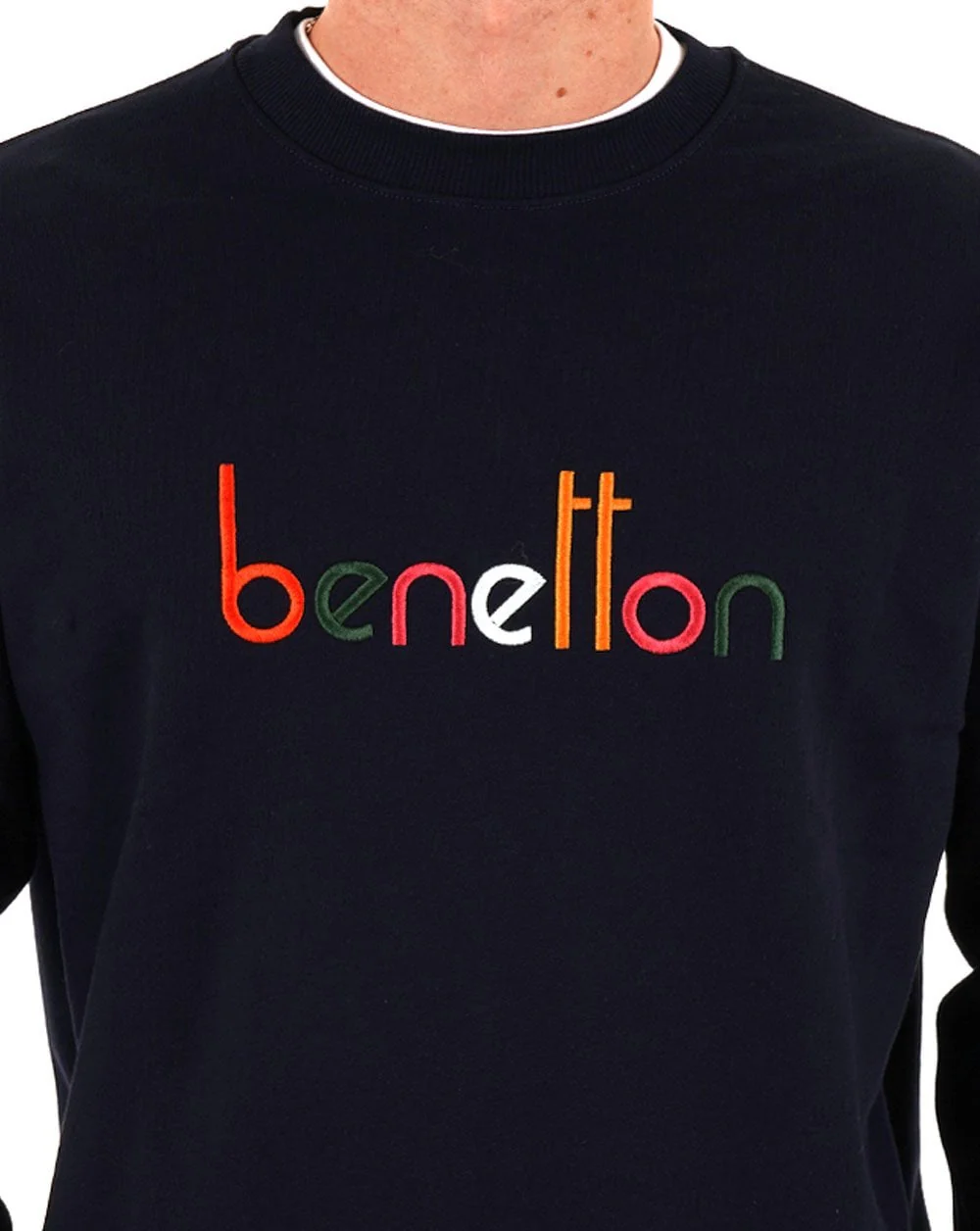 Benetton Embroidered Logo Sweat Navy/Multi - Image 2