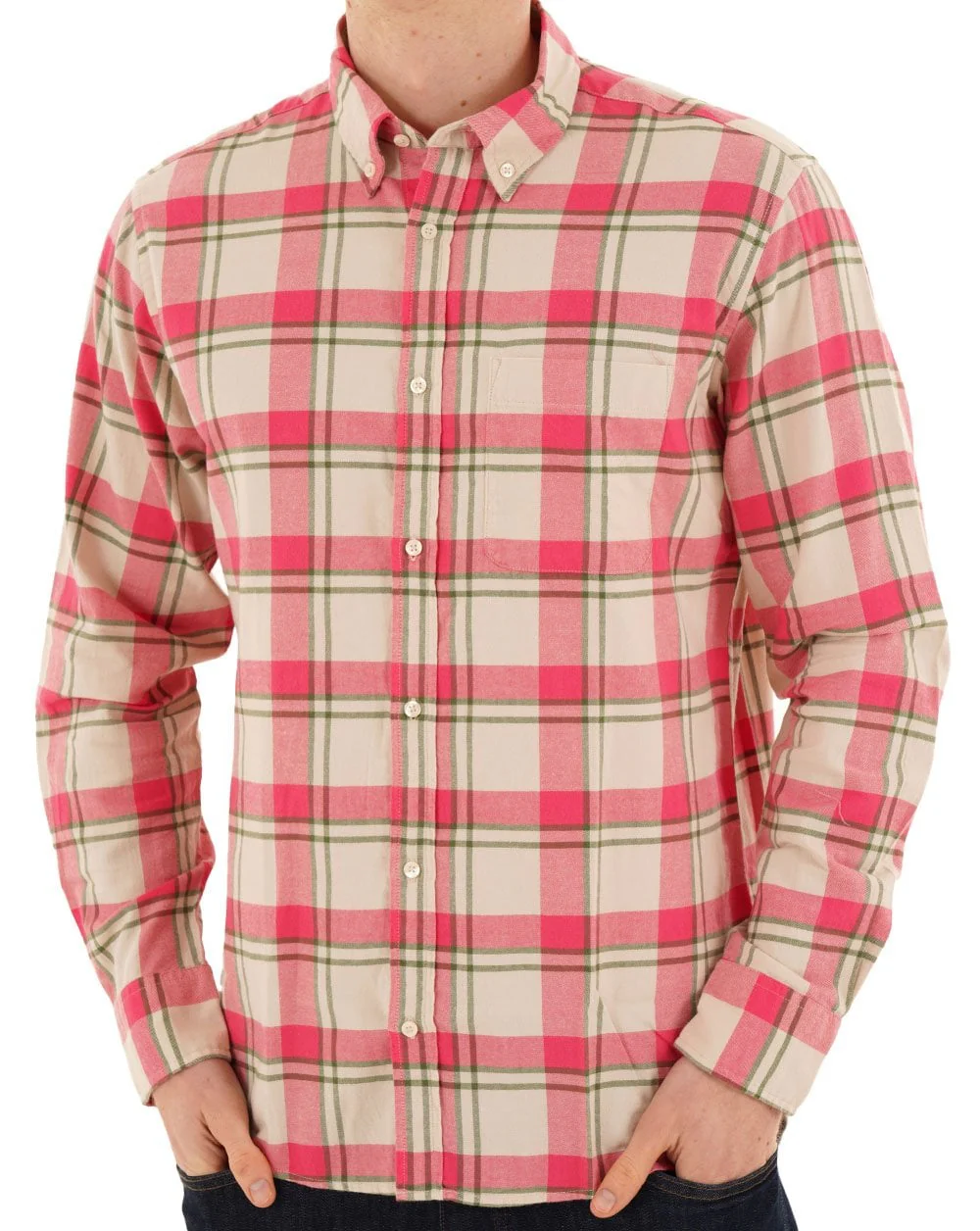 Benetton Flannel Check Shirt Sand - Image 3