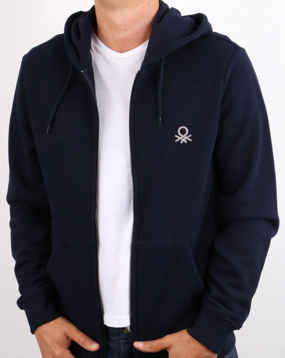 Benetton Full Zip Hoodie Navy - Image 3
