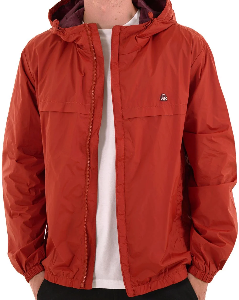 Benetton Hooded Rain Defender Jacket Brick Red - Image 4