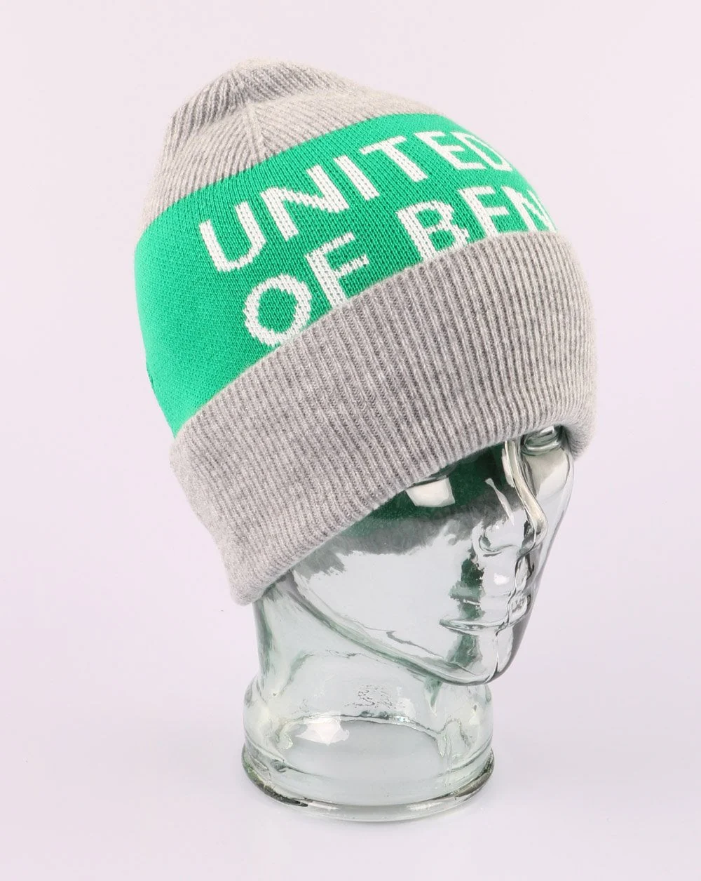 Benetton Knitted Logo Hat Grey - Image 3