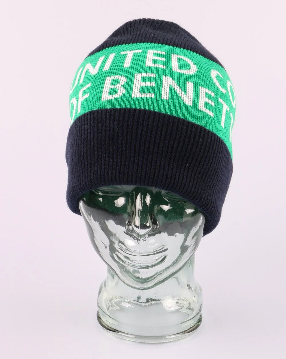 Benetton Knitted Logo Hat Navy - Image 2