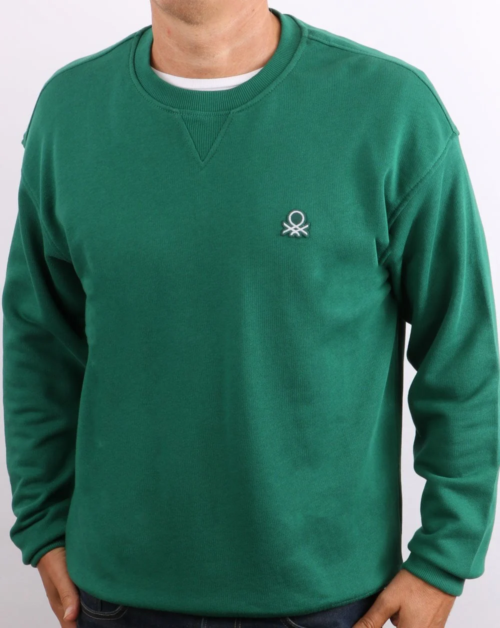 Benetton Logo Sweatshirt Forest Green - Image 2