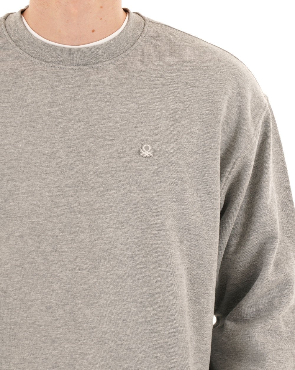 Benetton Logo Sweatshirt Light Grey - Image 2
