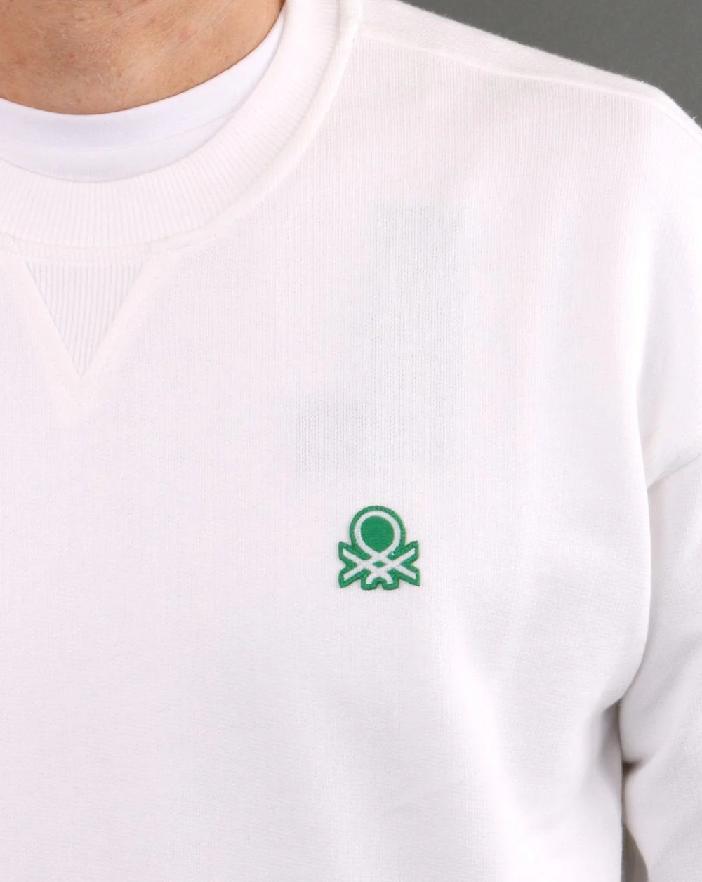 Benetton Logo Sweatshirt White - Image 2
