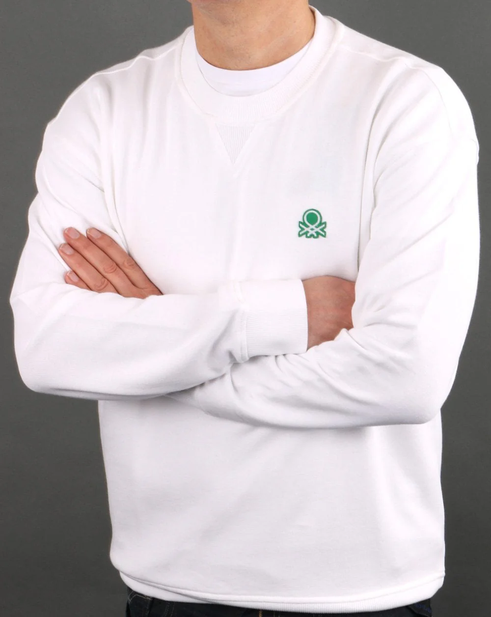 Benetton Logo Sweatshirt White - Image 3