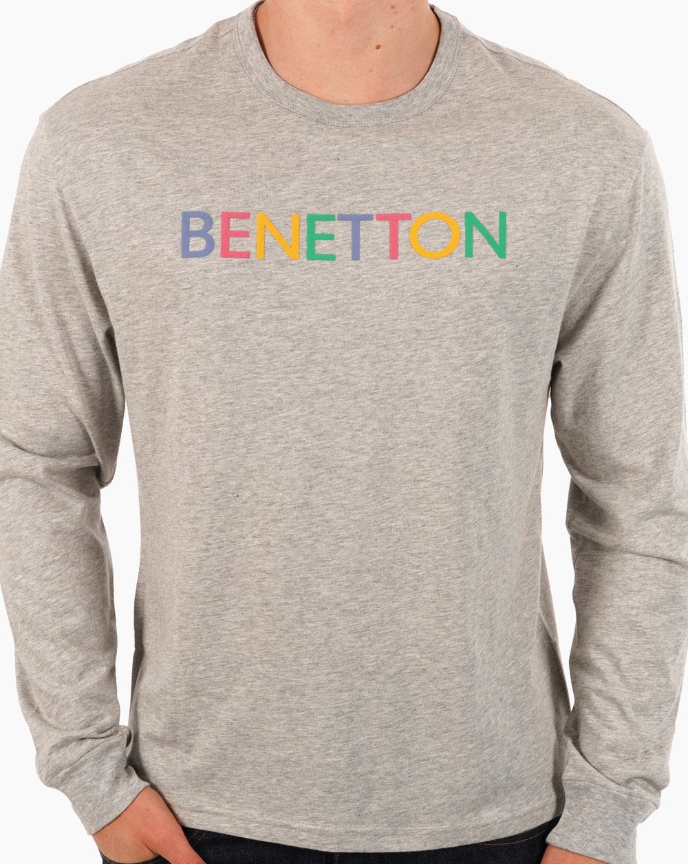Benetton Long Sleeve Logo T-shirt Grey